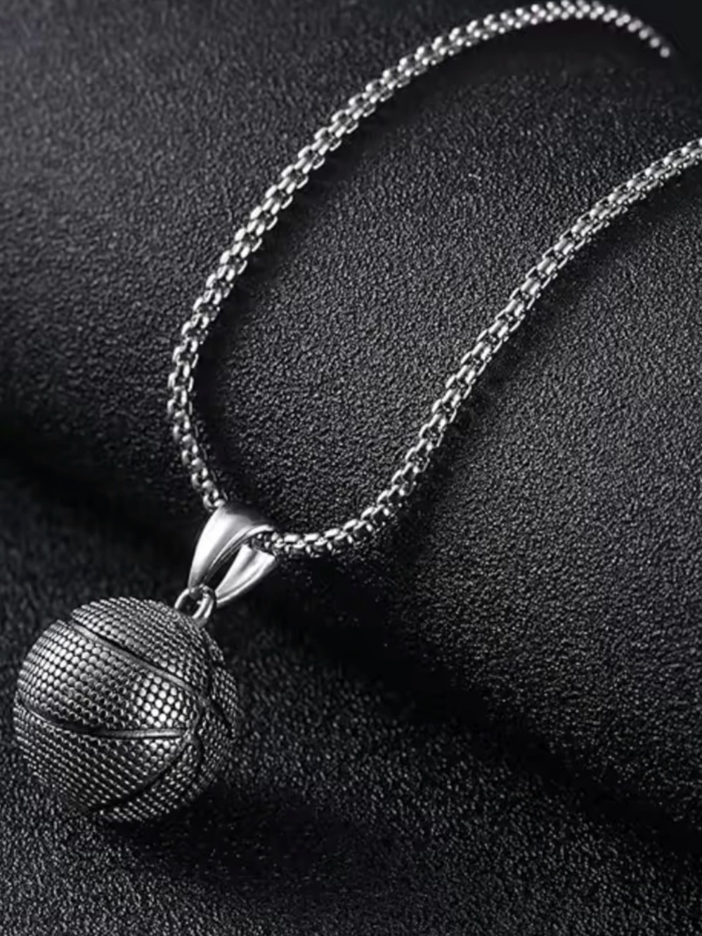 New men’s sports basketball necklace chain pendant jewelry silver toned rope